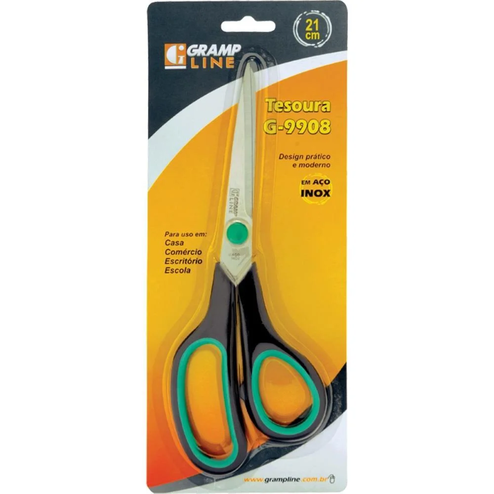 TESOURA G-9908 INOX CABO PR.EMBOR.21CM GRAMP LINE (BLISTER)