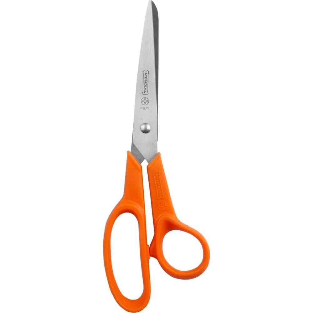 TESOURA MULTIUSO FIO LISO LARANJA 22CM MUNDIAL 