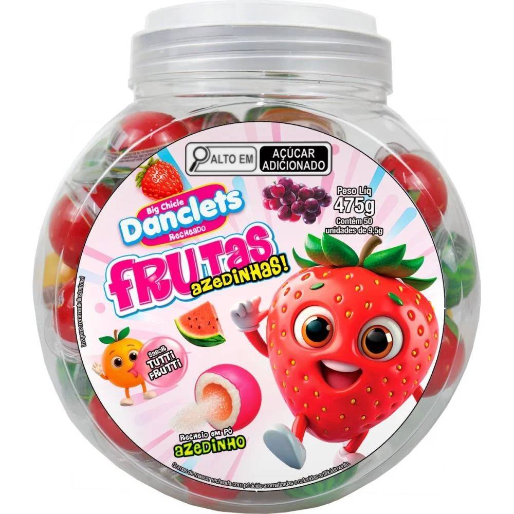 Doce Danclets Frutas C/Recheio (S) Danilla Foods (Pote-50)