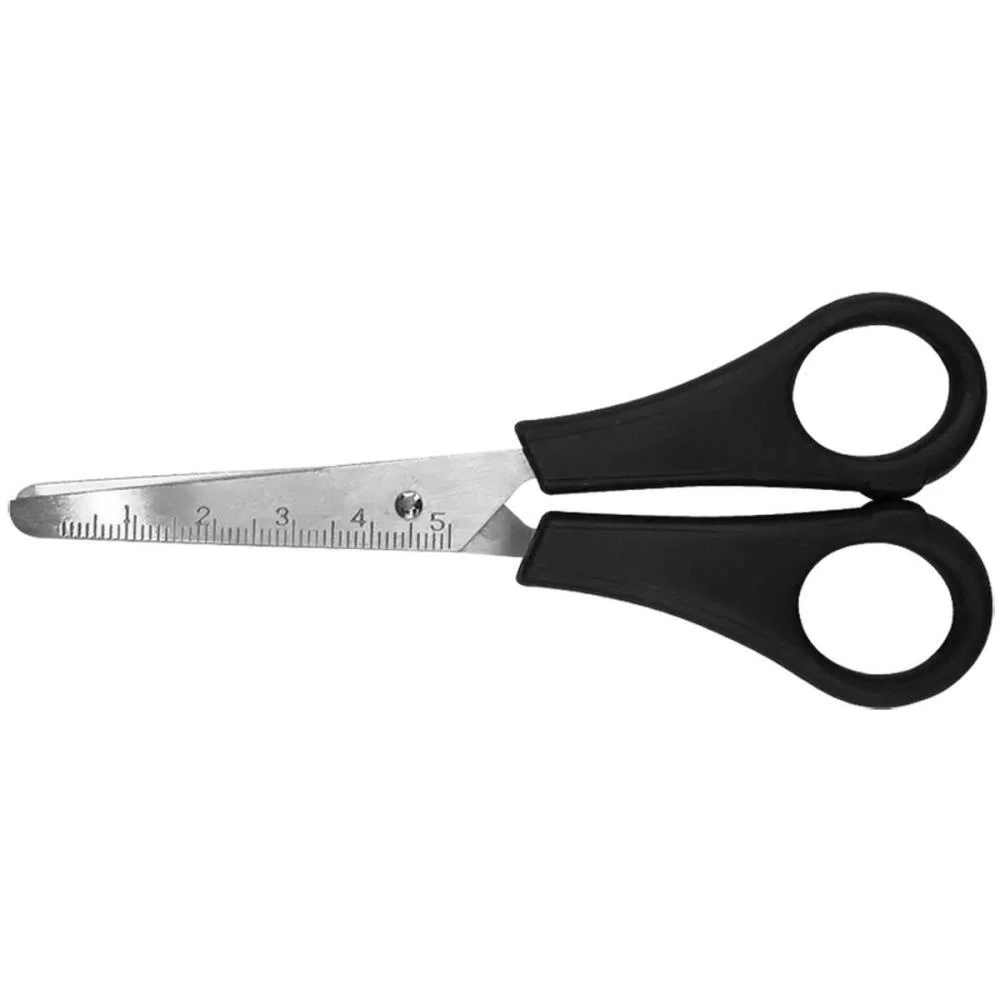 TESOURA ESCOLAR INOX CABO PRETO 13CM MAKE+ (CX.C/12)