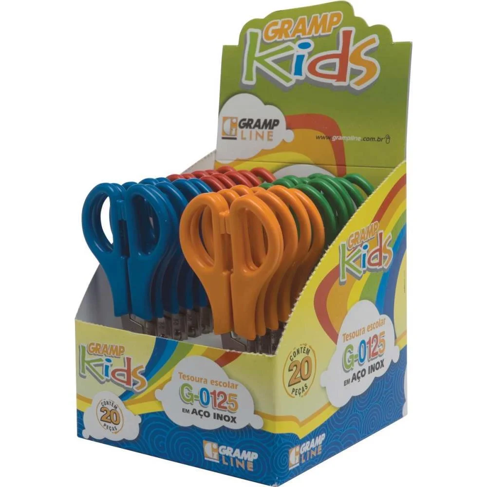TESOURA ESCOLAR G0125 INOX CABO COLORIDO GRAMP LINE (CX.C/20)
