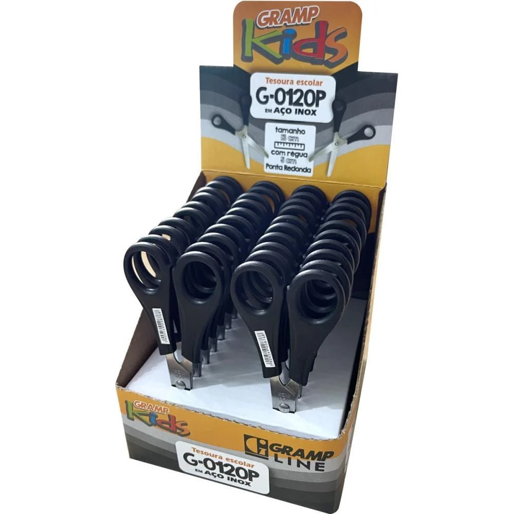 TESOURA ESCOLAR G-0120 PRETA 13CM GRAMP LINE (CX.C/20)