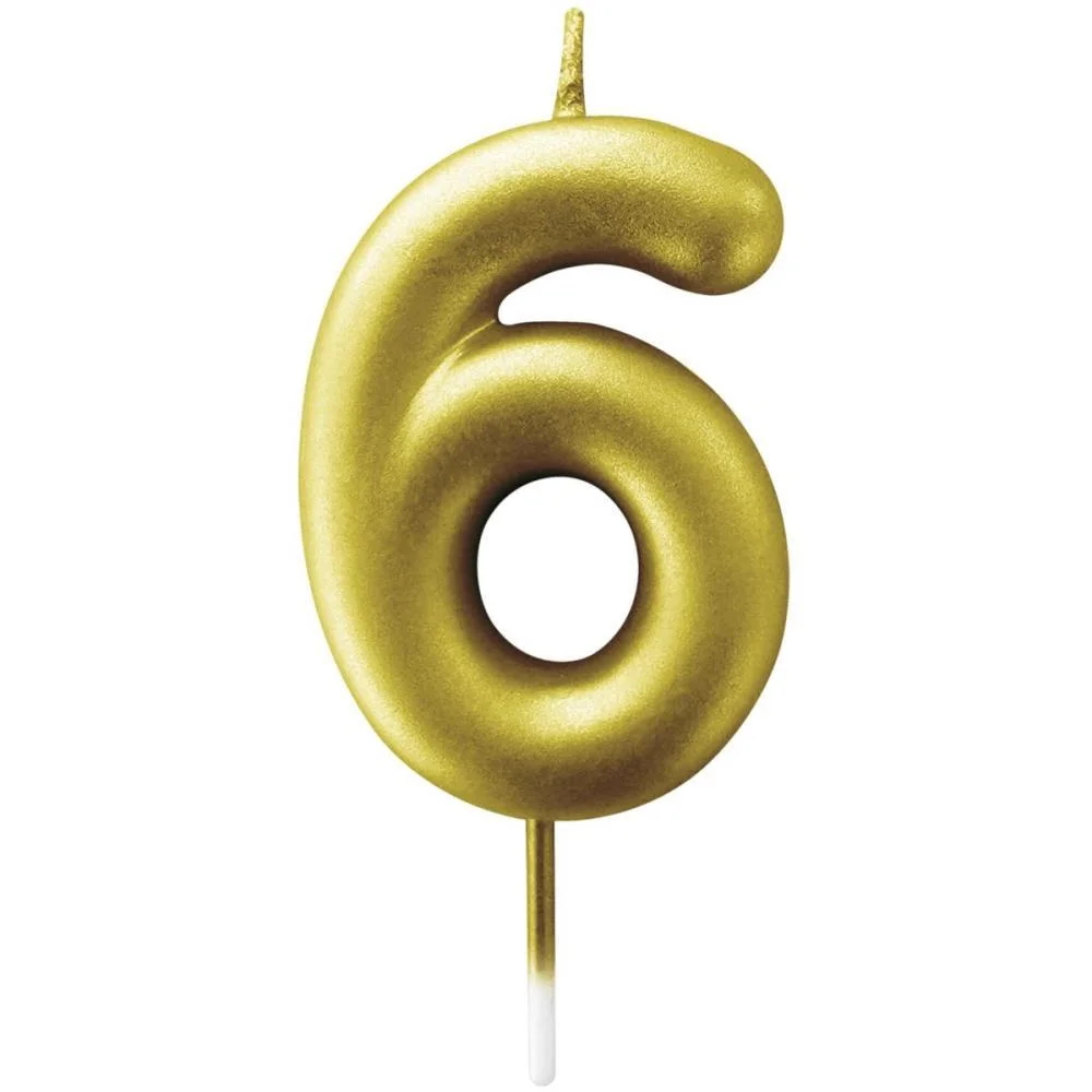 VELA PARA ANIVERSARIO N.06 OURO METALIZADA 6CM MAKE+ (CX.C/12)