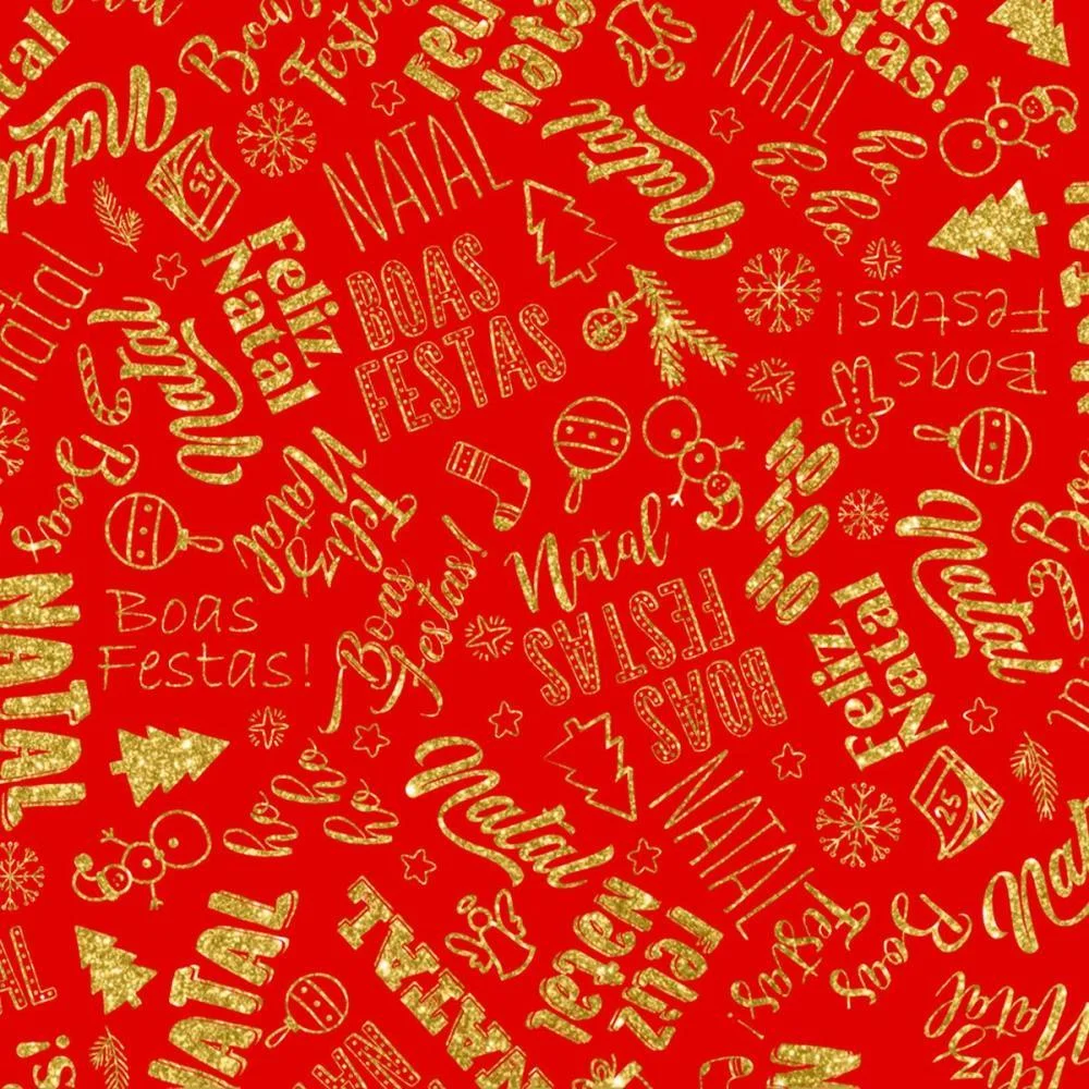 TNT ESTAMPADO 1,40M 40G FRASES NATALINAS FUNDO VERM. MEWI (BO-25MTS)