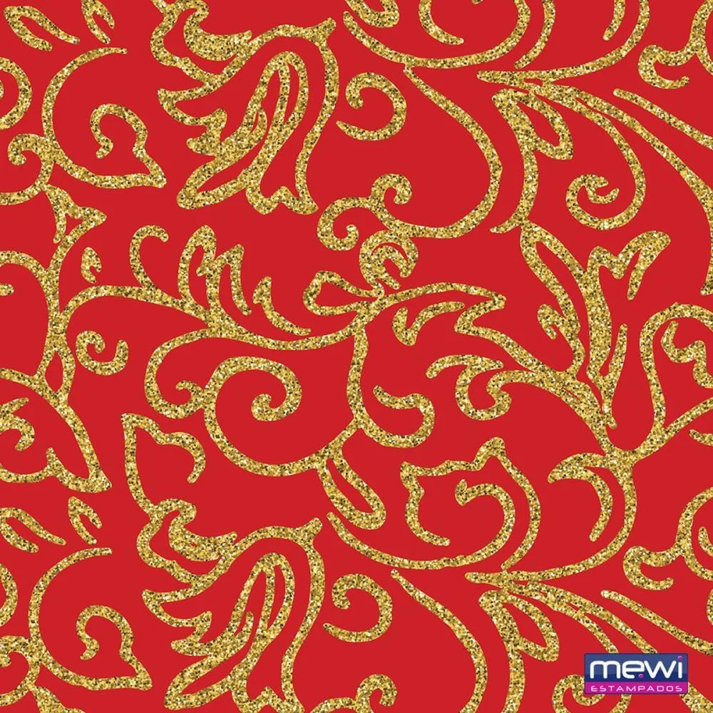 TNT ESTAMPADO 1,40M 40G ARABESCO GLITTER VERMELHO MEWI (RL-25MTS)