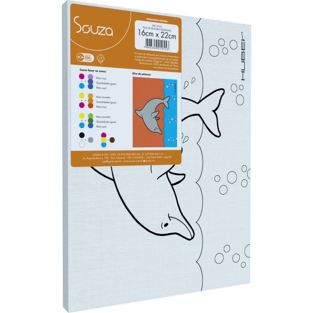 TELA PARA PINTURA RISCADA 16X22CM. GOLFINHO SOUZA (PCT.C/06)