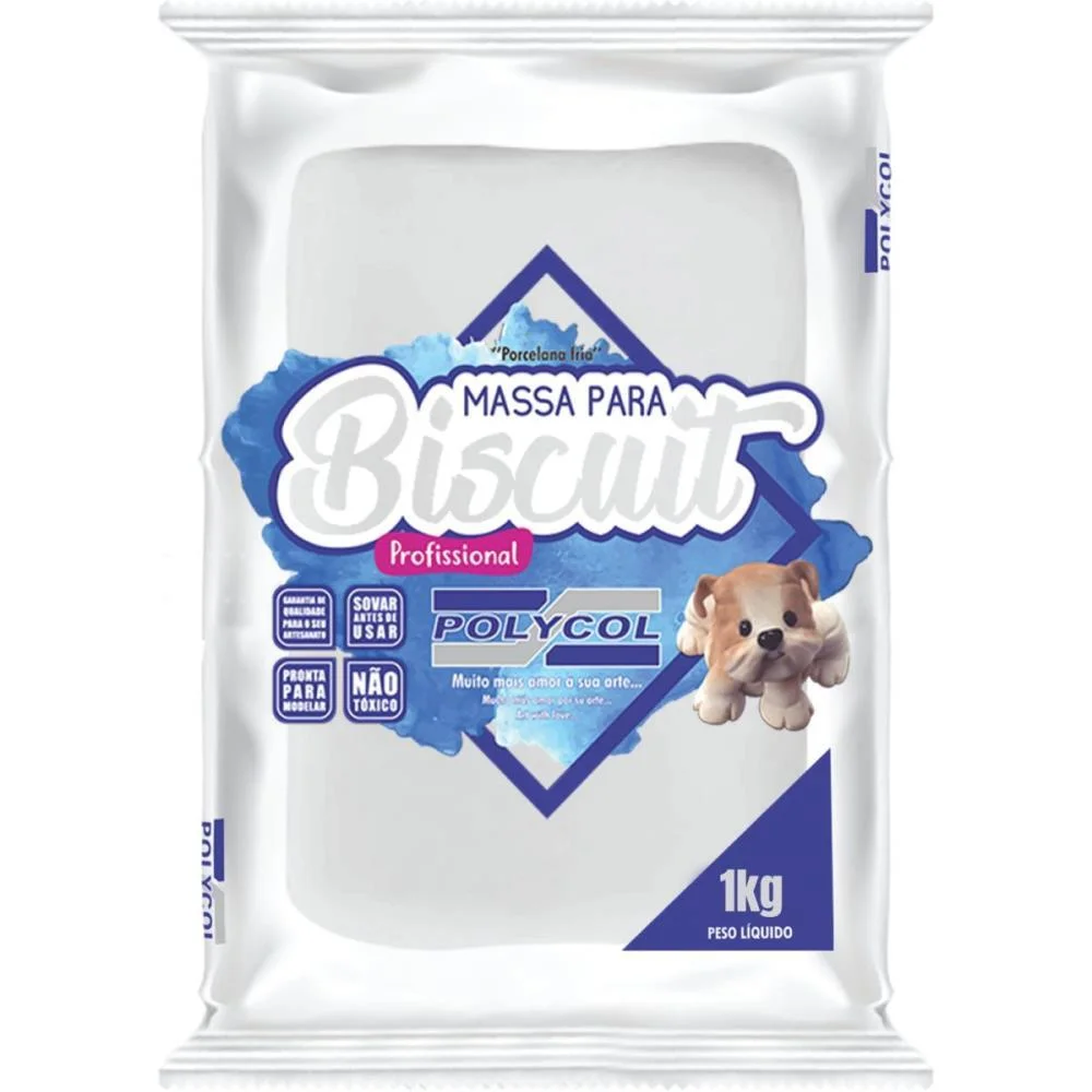 MASSA DE PORCELANA FRIA BISCUIT 1KG NATURAL POLYCOL 