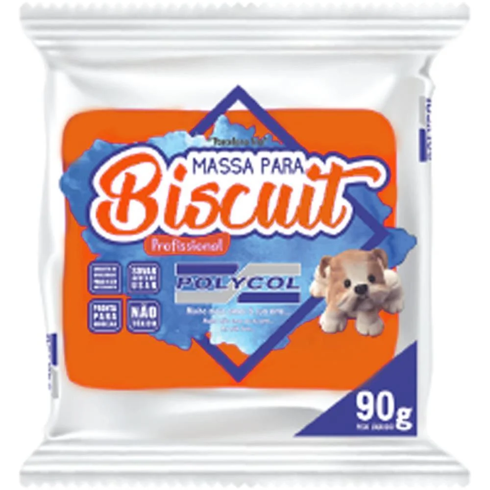 MASSA DE PORCELANA FRIA BISCUIT 90G LARANJA POLYCOL (CX.C/12)