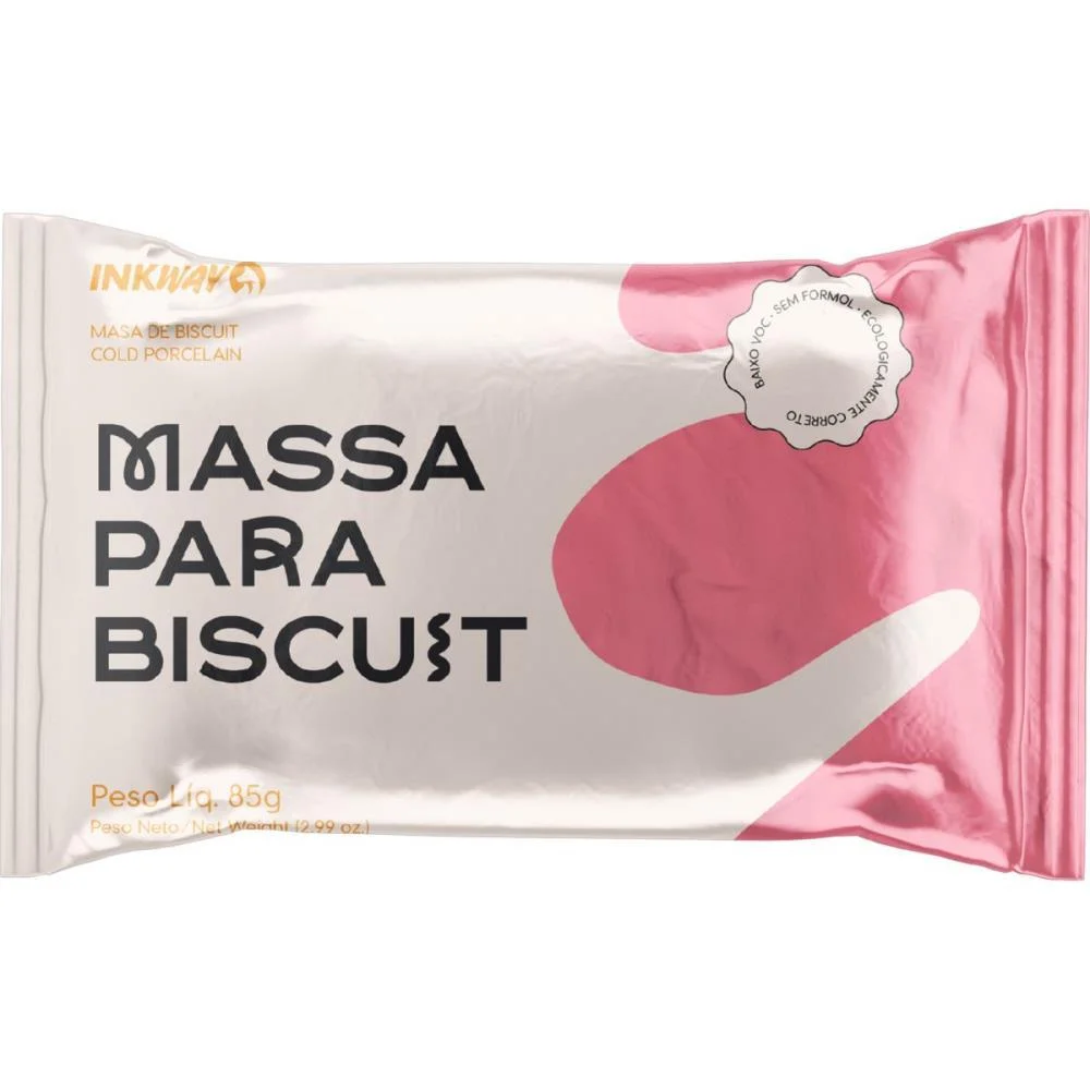 MASSA DE PORCELANA FRIA BISCUIT 85G ROSA INK WAY (CX.C/10)