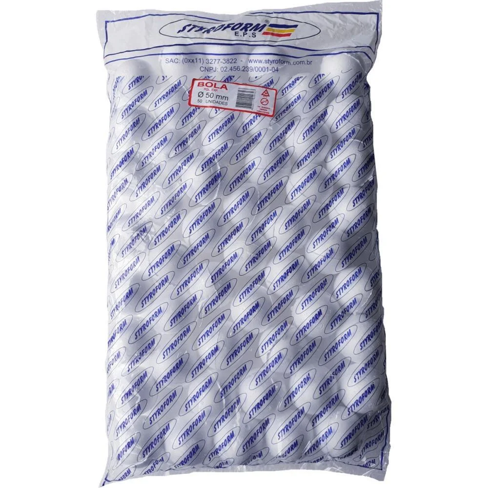 BOLA EM EPS 050MM PACOTE C/50 BOLINHAS STYROFORM (PACOTE)