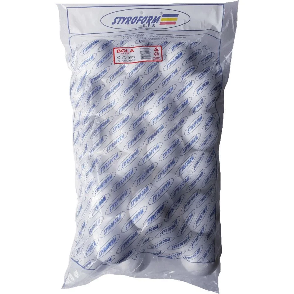 BOLA EM EPS 075MM PACOTE C/25 BOLINHAS STYROFORM (PACOTE)