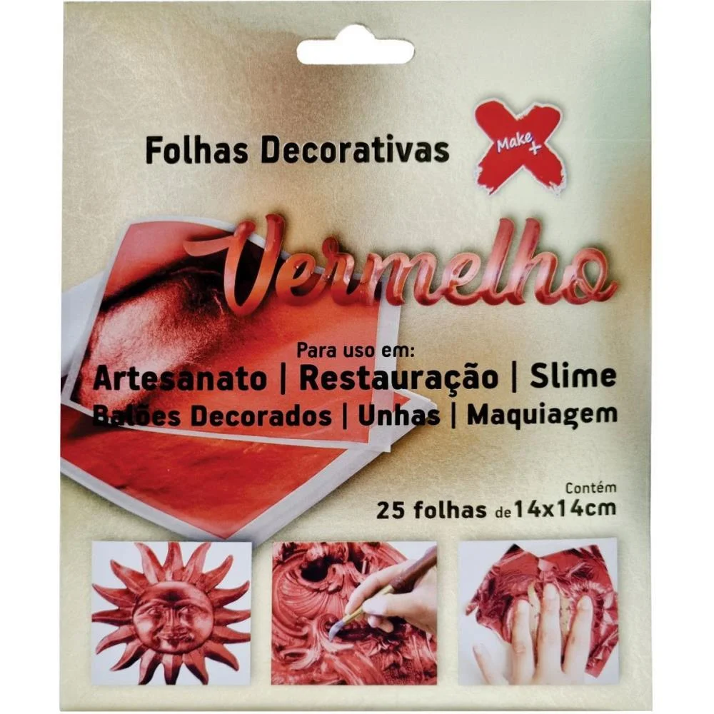 ARTESANATO FOLHA DEC.14X14CM VERM. 25FLS MAKE+ 