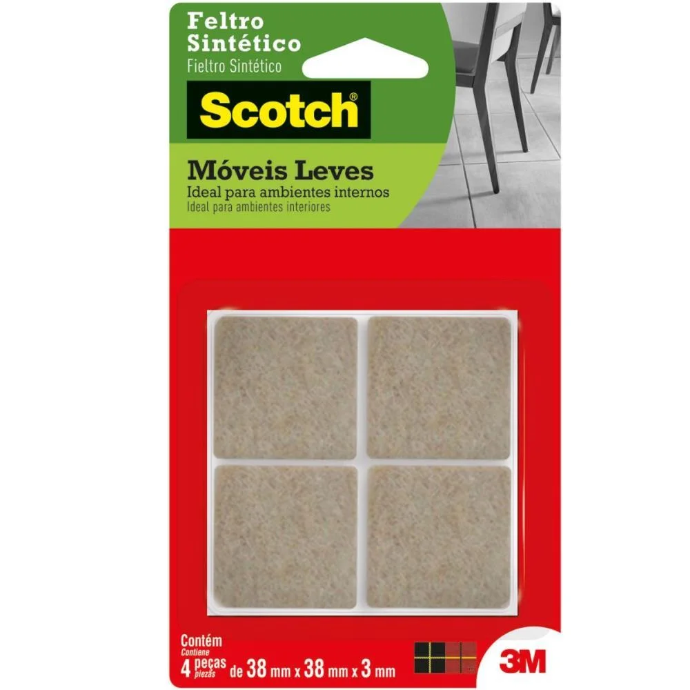 ANTI-IMPACTO E SEGURANCA FELTRO MARROM QUADRADO GG C/4 3M (BLISTER)