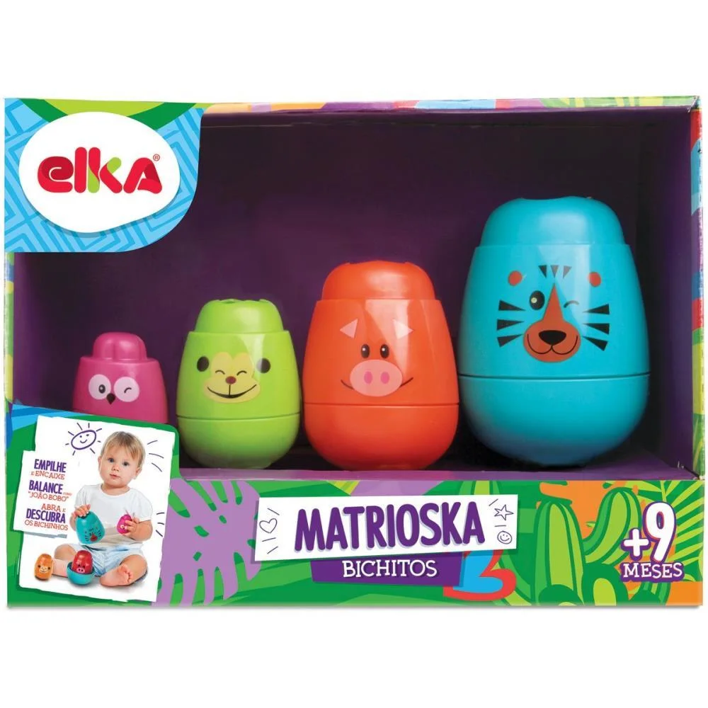 BRINQUEDO PARA BEBÊ MATRIOSKA BICHITOS ELKA 