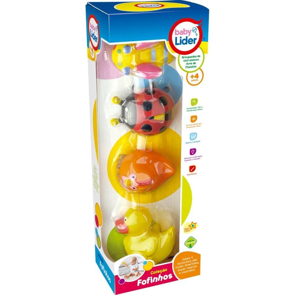 BRINQUEDO PARA BEBÊ COLECAO FOFINHOS BICH.DO CAMPO LIDER COM 4 UNIDADES