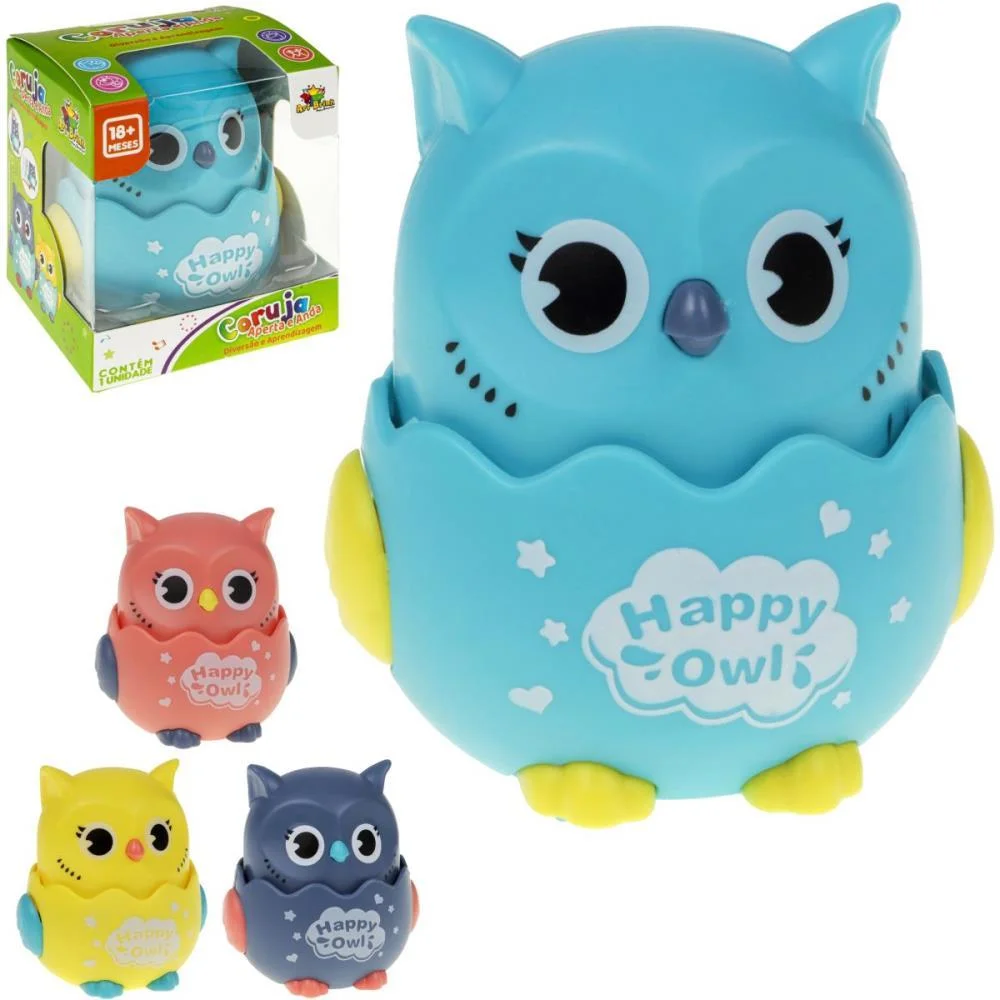 BRINQUEDO PARA BEBÊ CORUJA APERTA E ANDA ART BRINK 