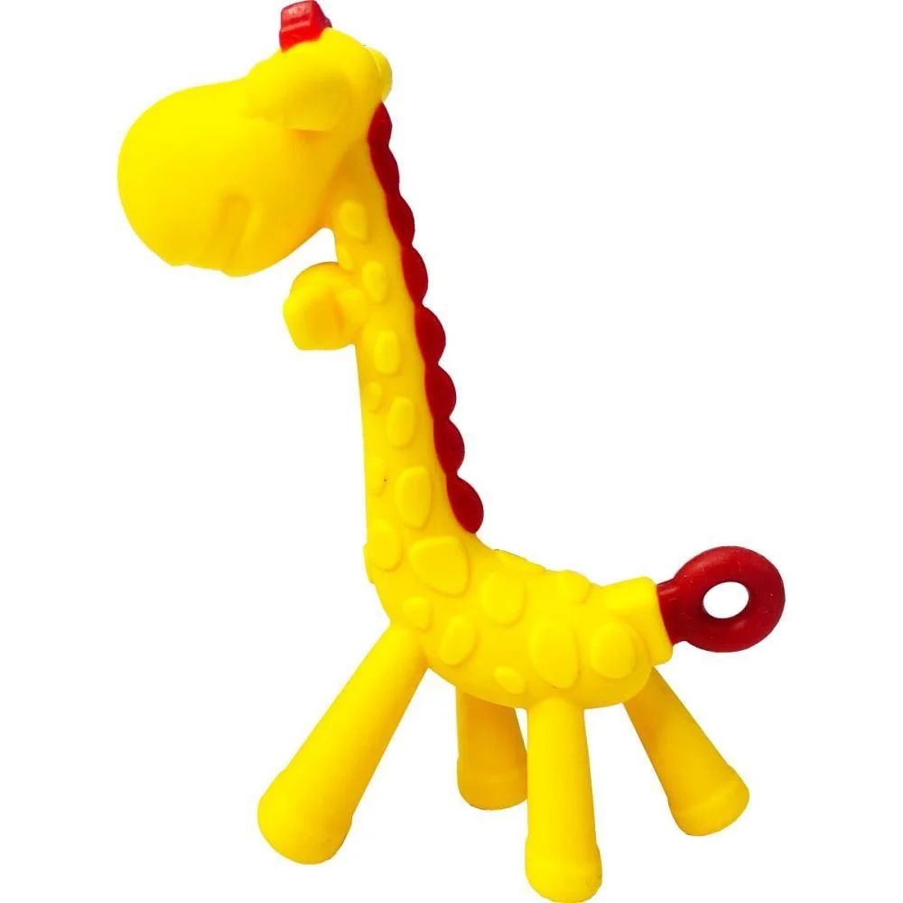BRINQUEDO PARA BEBÊ GIRAFINHA DE SILICONE AMARELO TOY MIX 