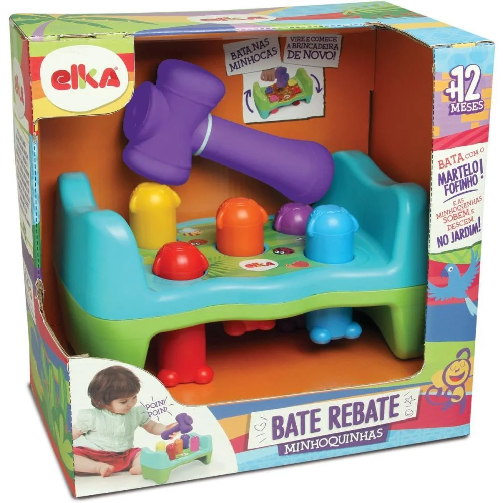 BRINQUEDO PARA BEBÊ BATE REBATE MINHOQUINHAS ELKA 