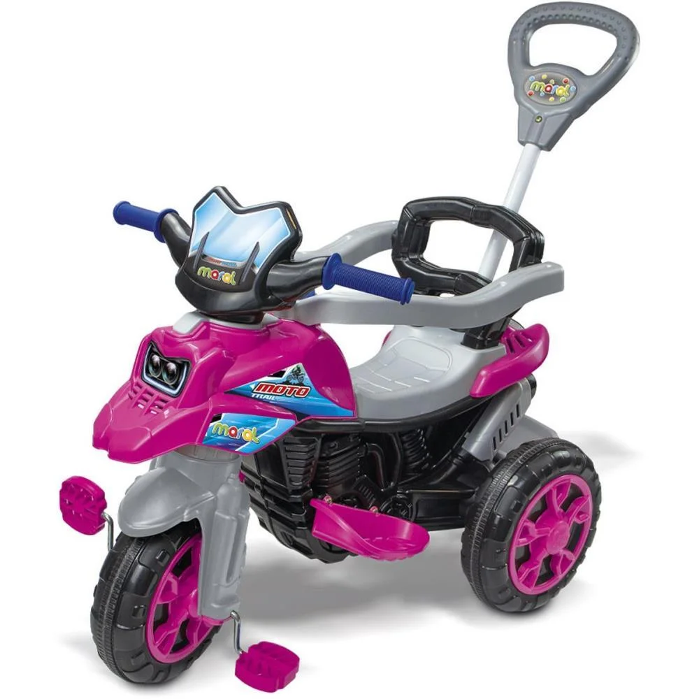 VEICULO PARA BEBE MOTO TRAIL 30KG C/SOM ROSA MARAL 