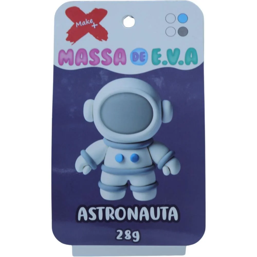 MASSA DE EVA CRIATIVA ASTRONAUTA C/04 CORES 28 G MAKE+ (UNIDADE)