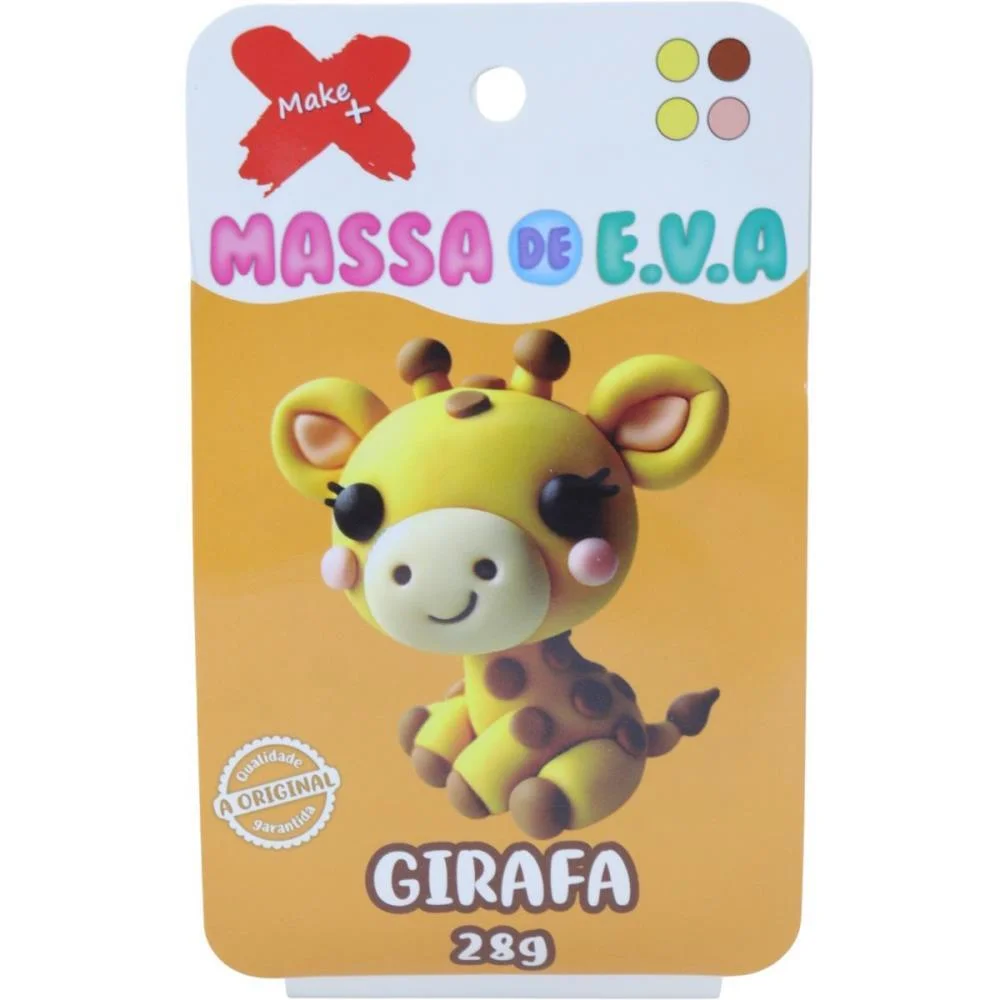 MASSA DE EVA CRIATIVA GIRAFA C/04 CORES 28G MAKE+ (UNIDADE)