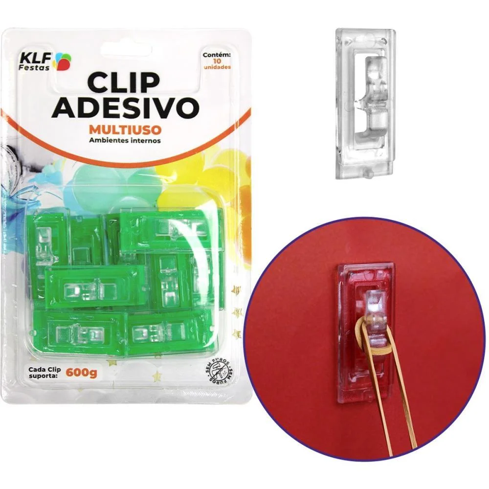 ARTIGO PARA FESTA CLIP ADESIVO MULTIUSO FIXACAO KLF FESTAS (BL.C/10)