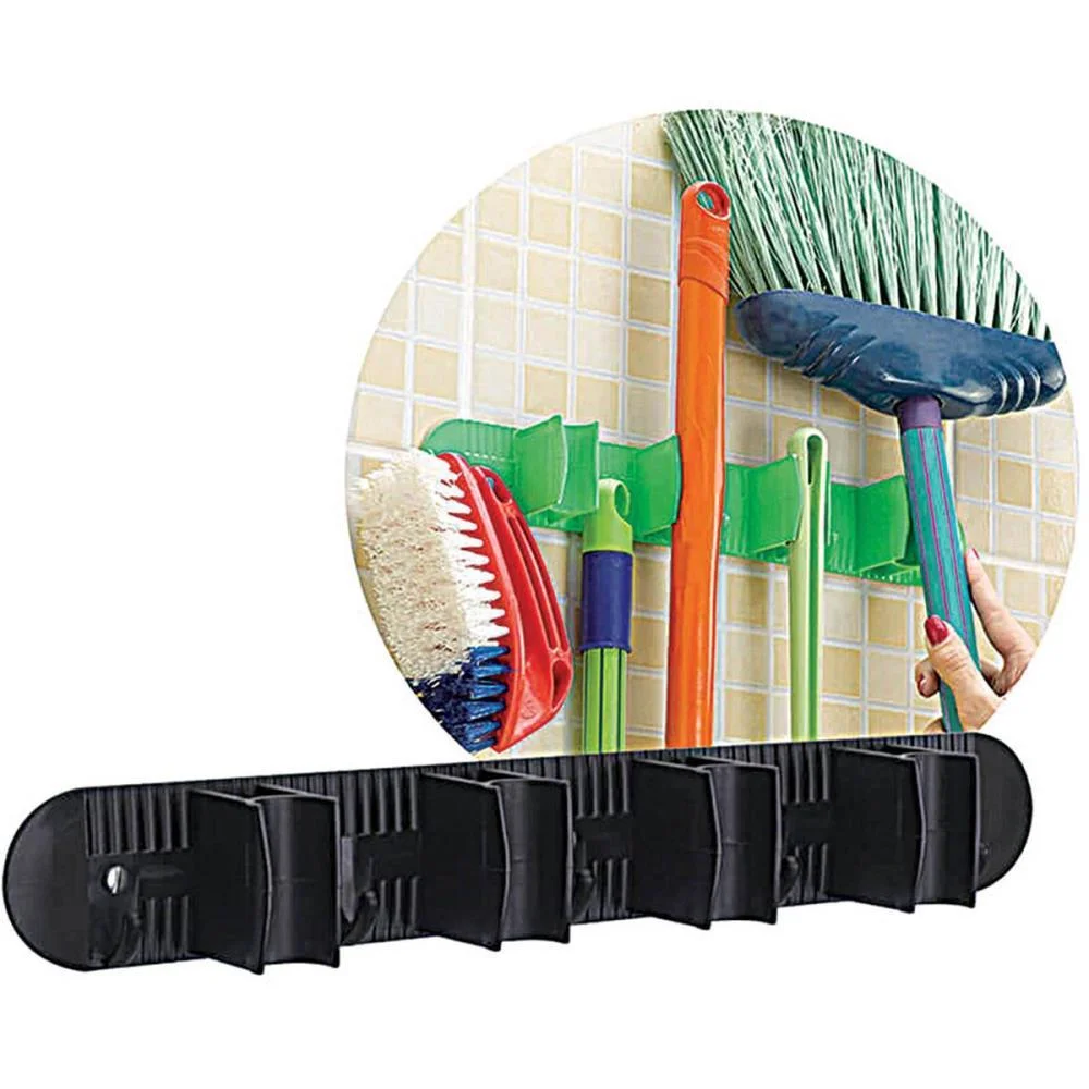 ACESSORIO PARA LAVANDERIA PORTA VASSOURA C/4 ENCAIXES PT NITRON (UNIDADE)