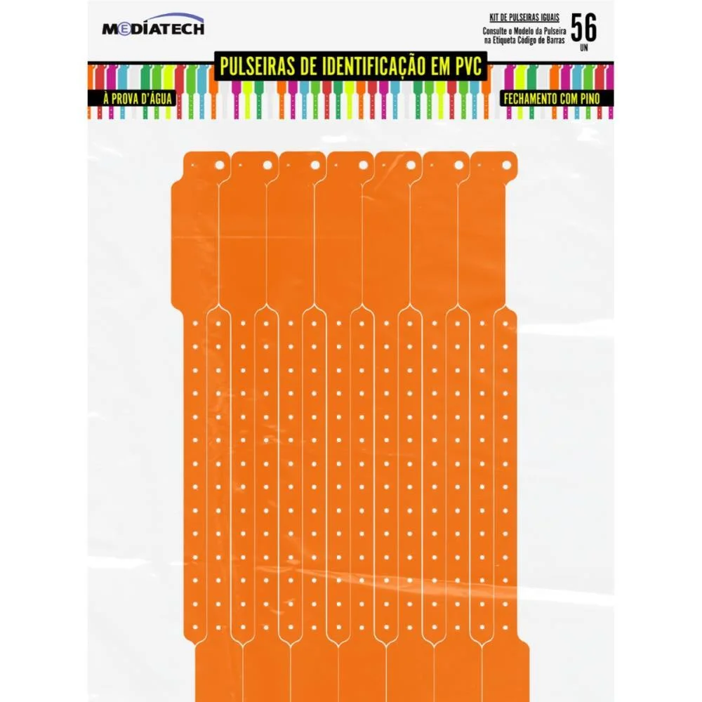 PULSEIRA IDENTIFICACAO PVC LARANJA C/PINO TECNOMIDIA (PCT.C/56)