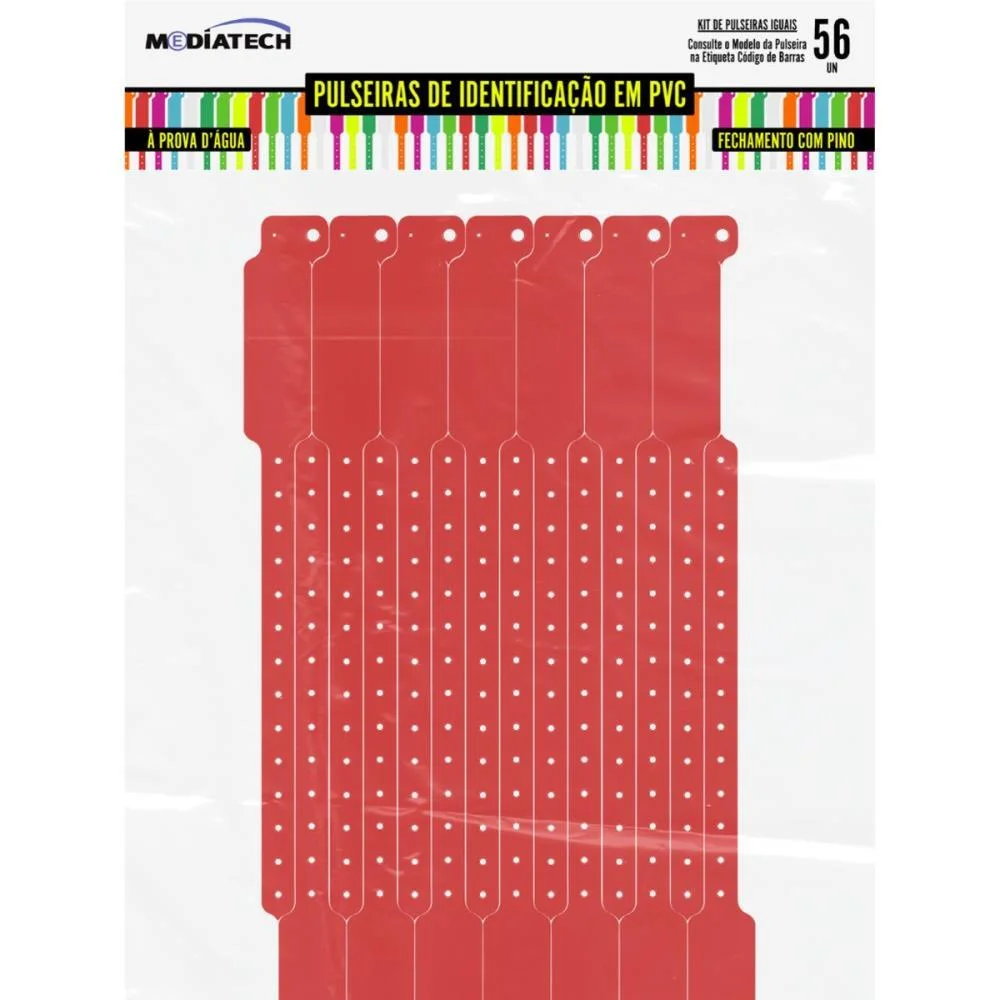 PULSEIRA IDENTIFICACAO PVC VERMELHO C/PINO TECNOMIDIA (PCT.C/56)