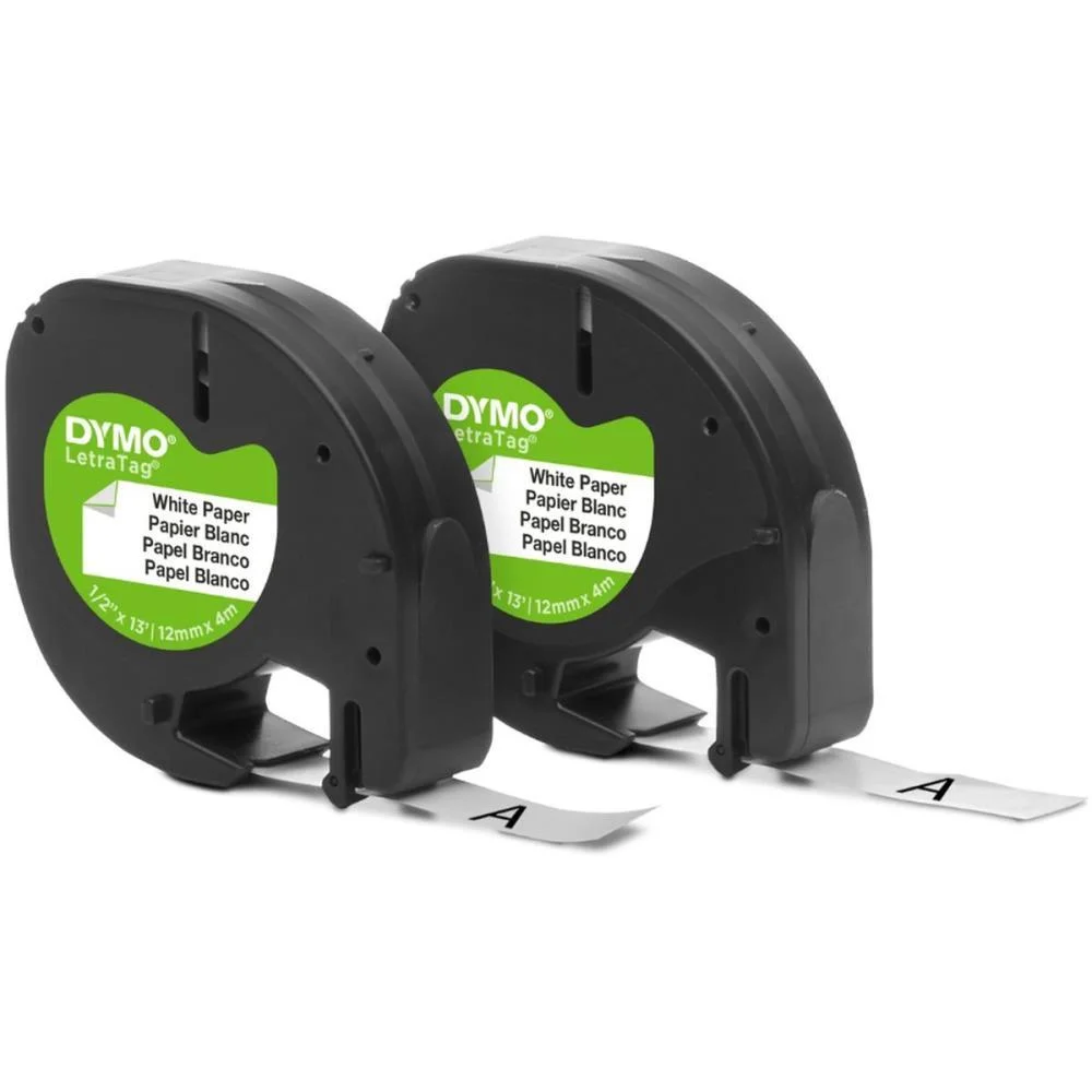 FITA PARA ROTULADOR ELETRONICO 12MMX4MTS PAPEL PRETO/BRANCO IMEX (BL.C/02)