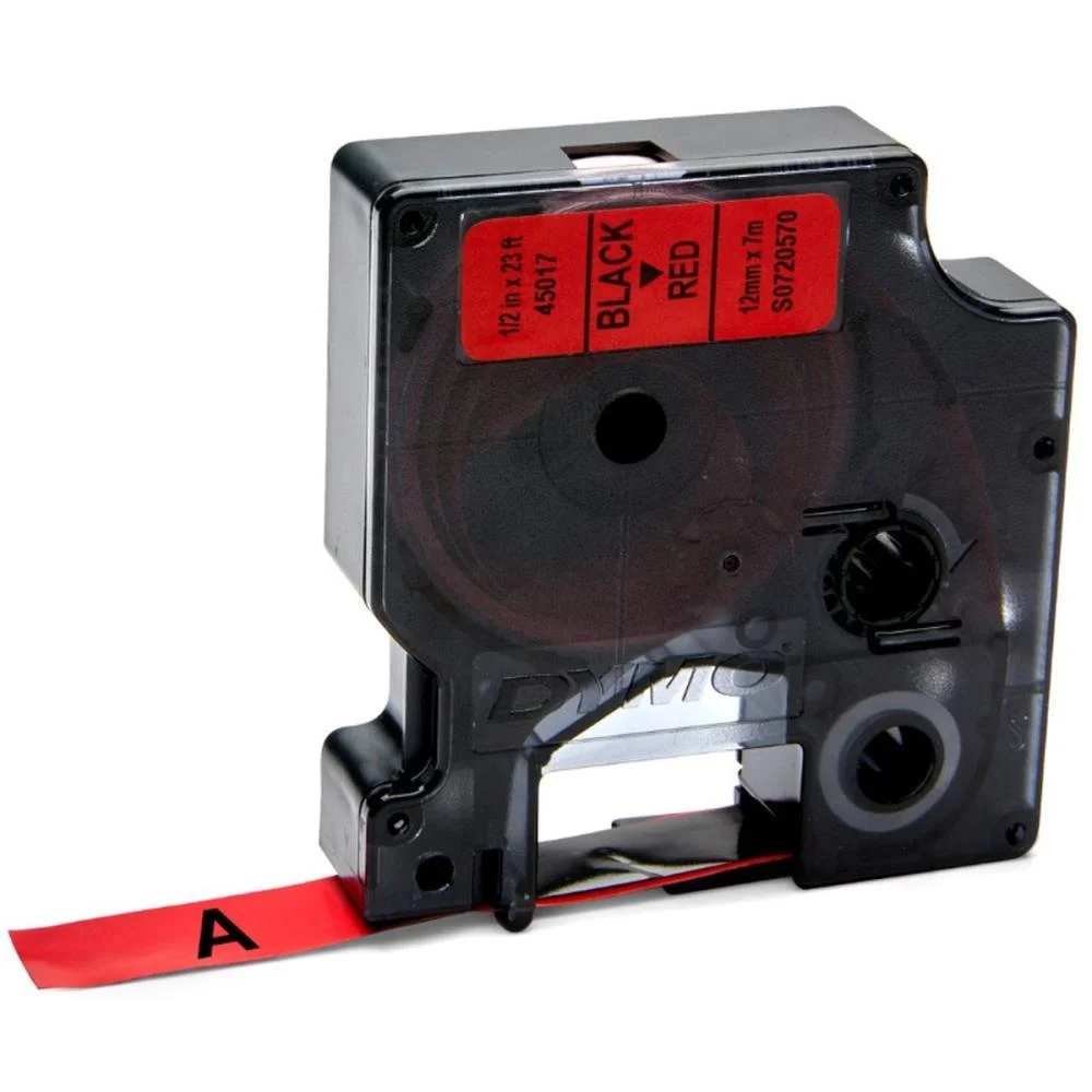 FITA PARA ROTULADOR PROFISSION D1 12MMX7M PRETA/VERMELHA IMEX (UNIDADE)