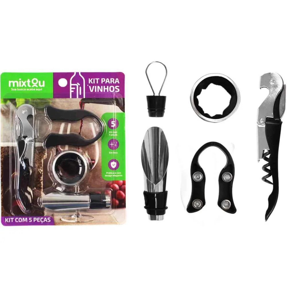 UTENSILIO DOMESTICO KIT P/VINHO 5 PECAS INOXIDAVEL SANTANA CENTRO (UNIDADE)