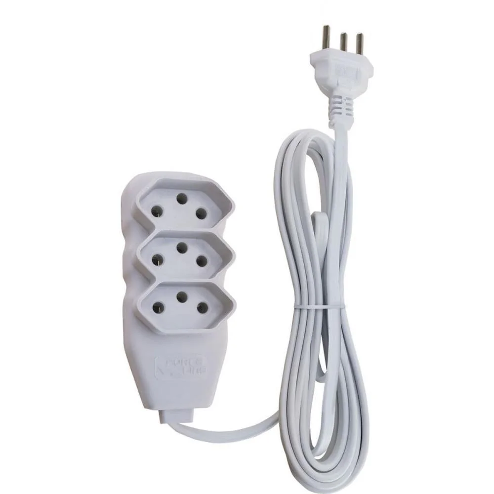 EXTENSAO ELETRICA TRIPOLAR 3M 3 TOMADAS SLIM BR FORCE LINE (UNIDADE)