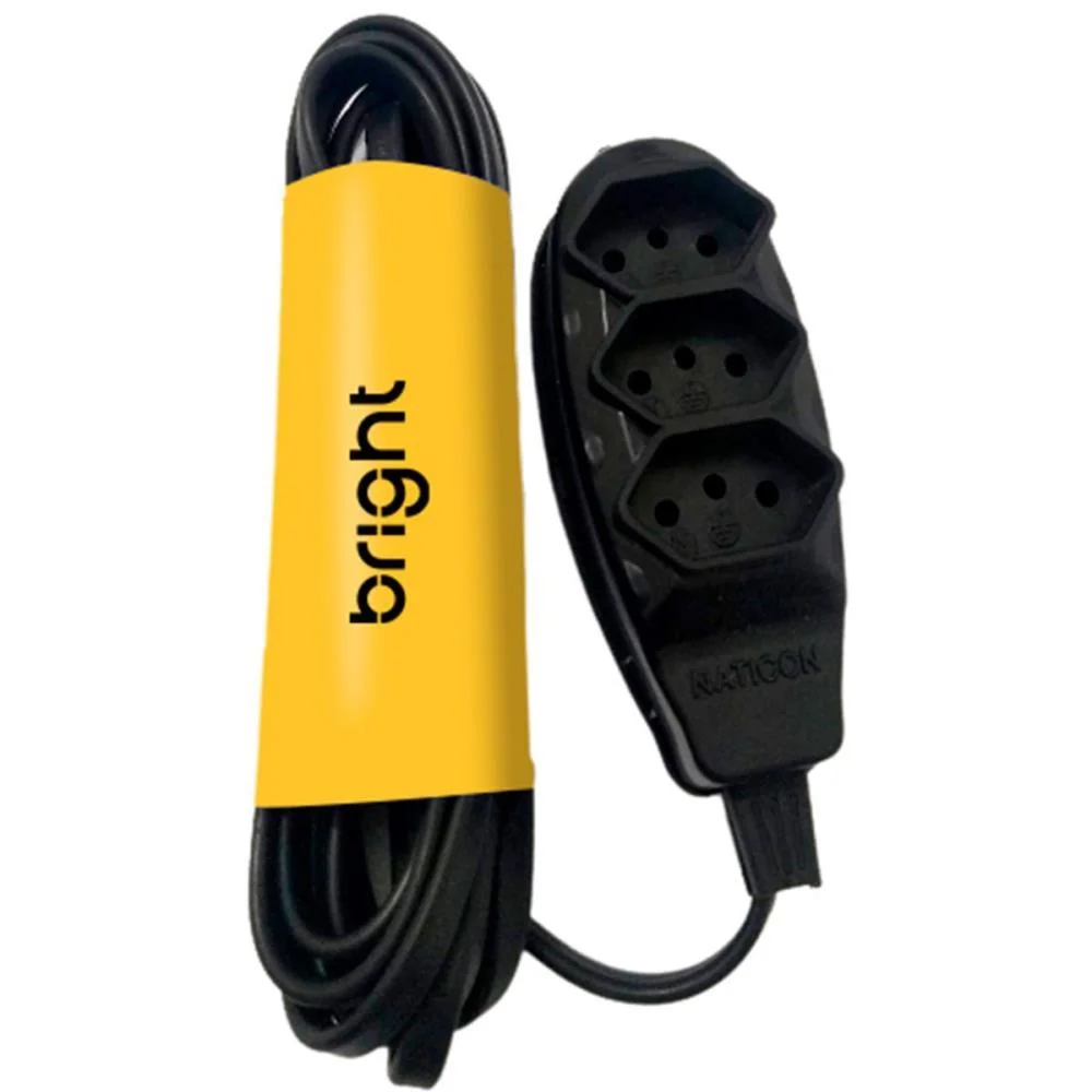 EXTENSAO ELETRICA TRIPOLAR 2M 3 TOMADAS PRETA BRIGHT (UNIDADE)