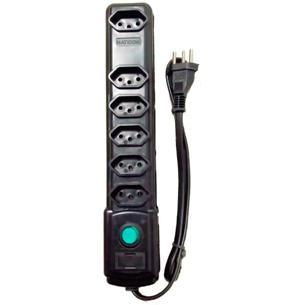 FILTRO DE LINHA 6 TOMADAS 1,0M BIV.PT.C/FUSIVE BRIGHT (UNIDADE)