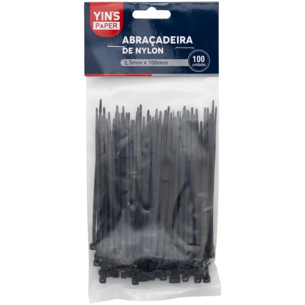 ABRACADEIRA NYLON PRETA 2,5X100MM. YINS (PCT.C/100)