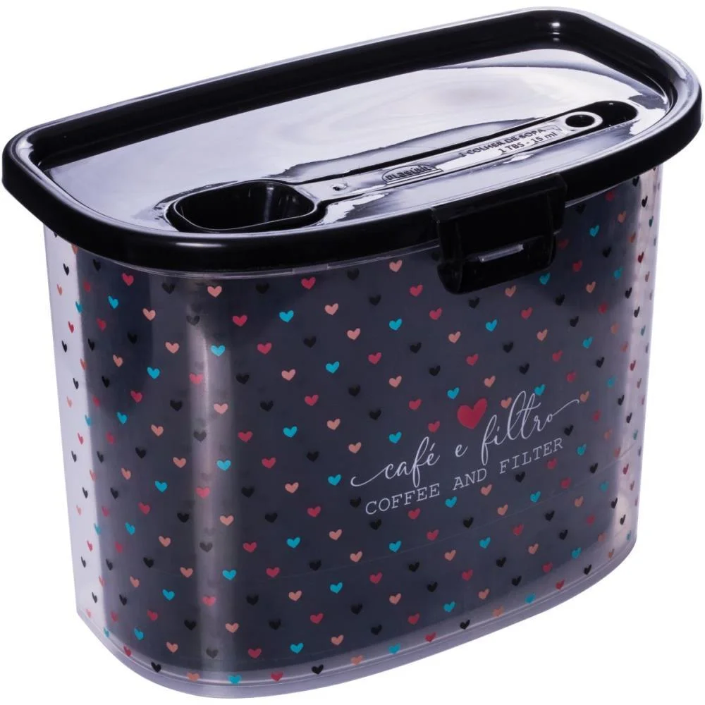 POTE PLASTICO PORTA CAFE C/COLHER DEC. 1,5L PLASUTIL (UNIDADE)