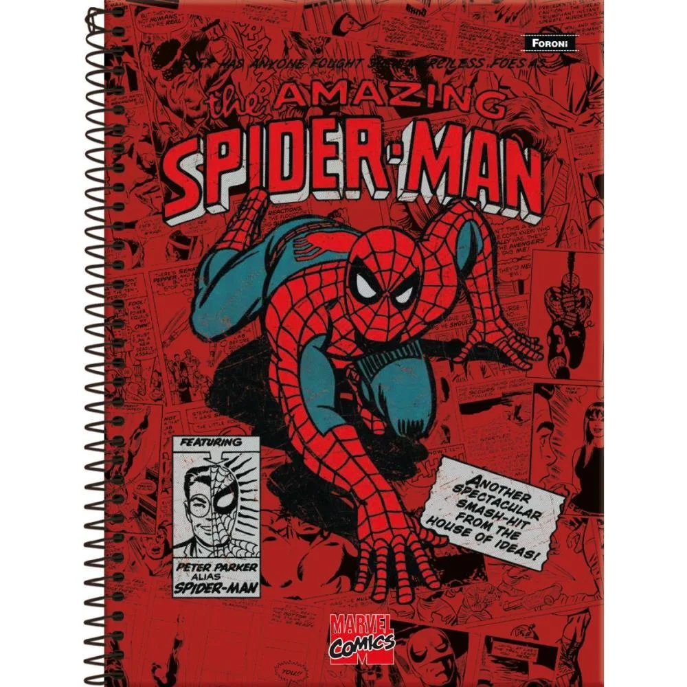 CADERNO 01X1 CAPA DURA MARVEL COMICS  80F FORONI (PCT.C/04)