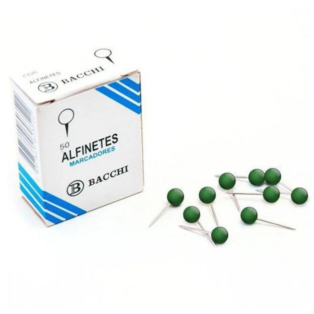 ALFINETE MAPA VERDE CX.C/50PCS. BACCHI (PCT.C/10)