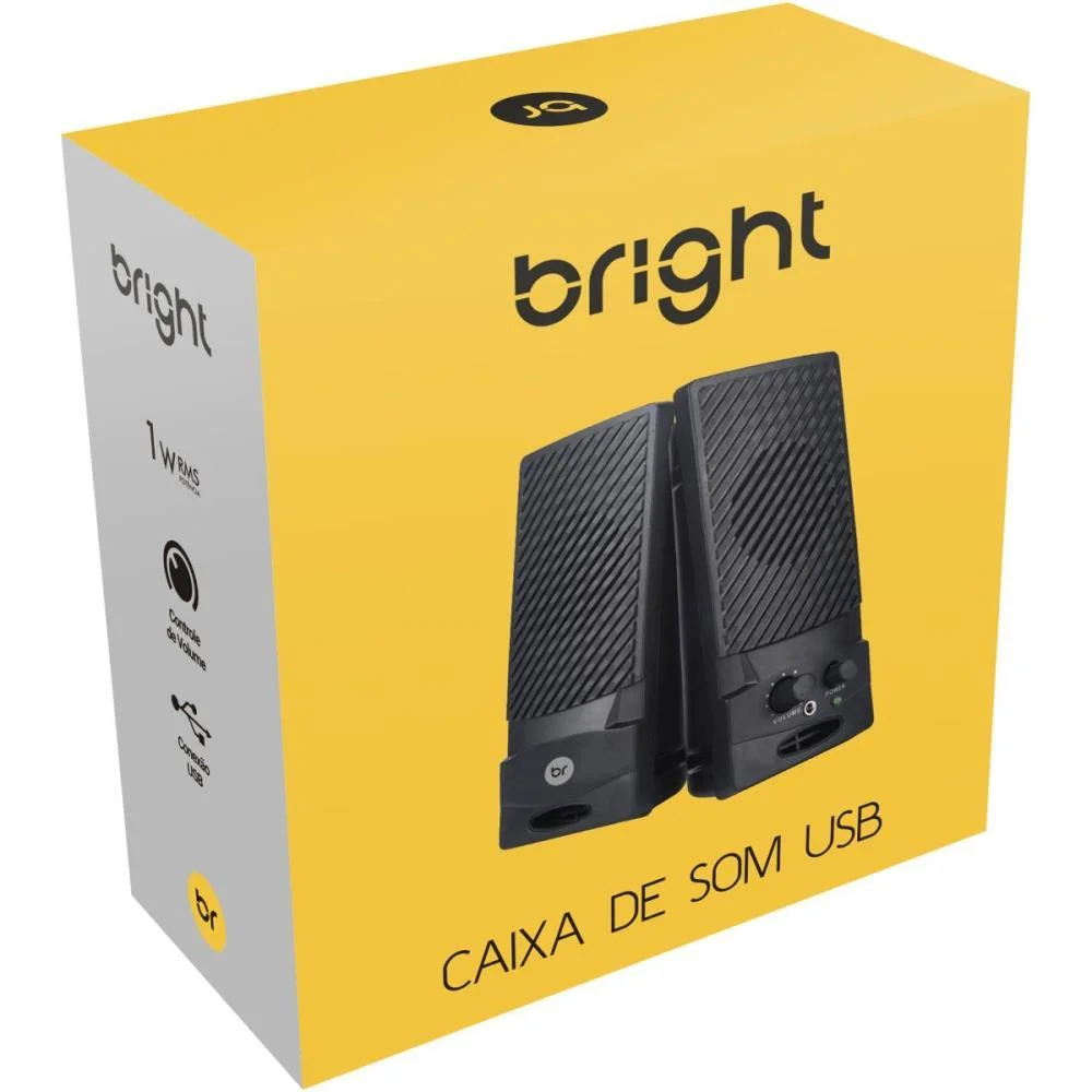 CAIXA DE SOM P/ COMPUTADOR 1W C/VOLUME USB BRIGHT (UNIDADE)