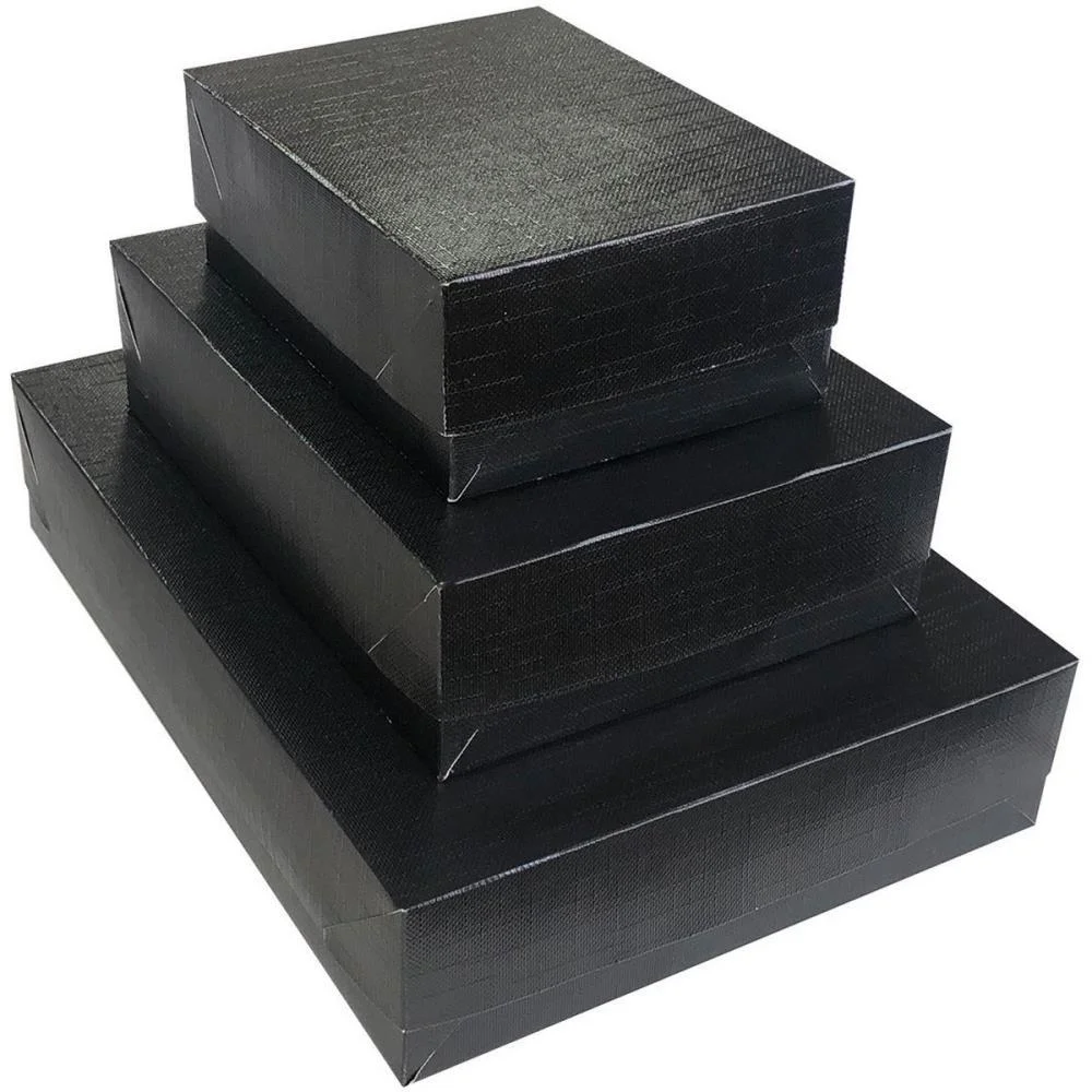 CAIXA PARA PRESENTE COM TAMPA VIENA MD 19X26X7,5 PRETA CRISTINA (PCT.C/10)