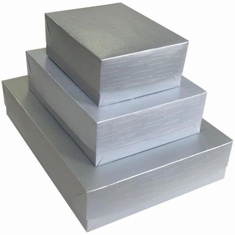 CAIXA PARA PRESENTE COM TAMPA VIENA MD 19X26X7,5 PRATA CRISTINA (PCT.C/10)