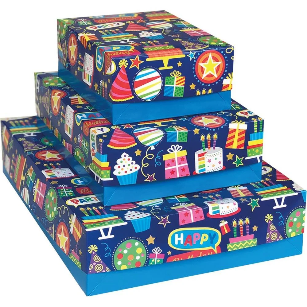 CAIXA PARA PRESENTE COM TAMPA FESTAS GD 35X25,5X7,5 SORTIDO CRISTINA (PCT.C/12)