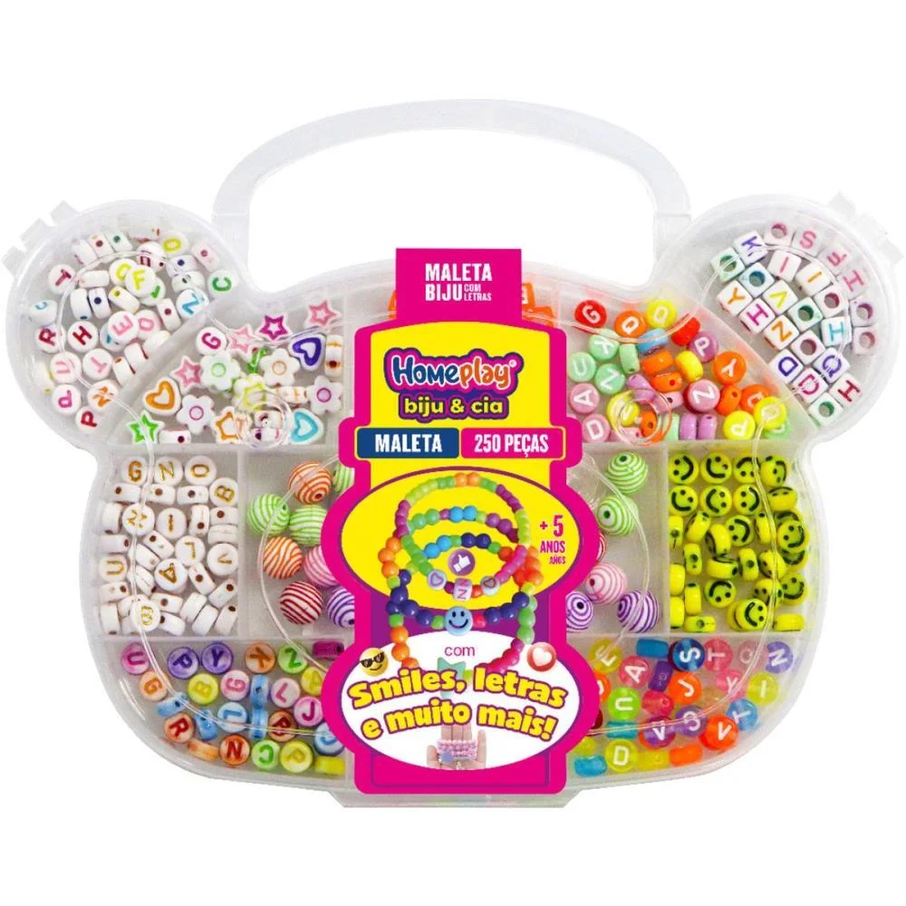 BIJUTERIA E MICANGA MALETA BIJU COM LETRAS 250PCS HOMEPLAY (UNIDADE)