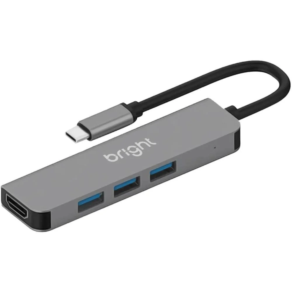 HUB USB TIPO C 3.0+HDMI 4K 3 PORTA BRIGHT (UNIDADE)
