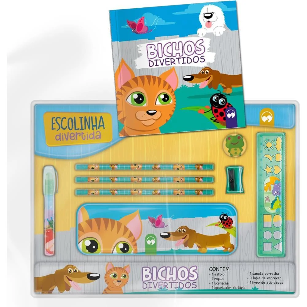LIVRO DE ATIVIDADES KIT ESCOLINHA BICHOS C/ESTOJO VALE DAS LETRAS (UNIDADE)