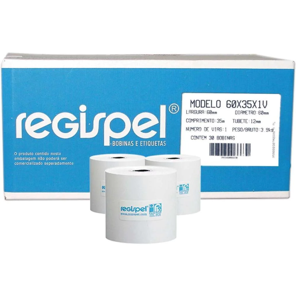 BOBINA CALCULADORA 60MMX60MM 35M. 1 VIA REGISPEL (CX.C/30)