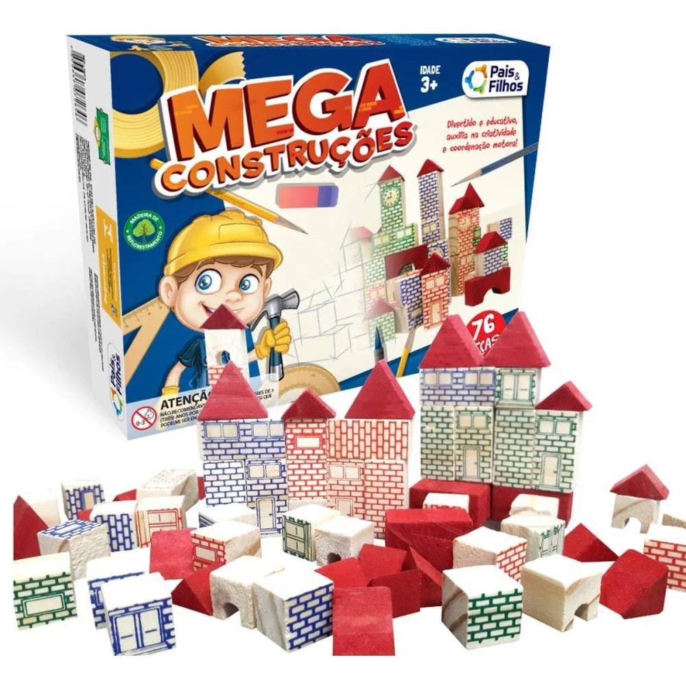 Brinquedo Para Montar Mega Construcoes 76 Pecas Pais E Filhos (Unidade)
