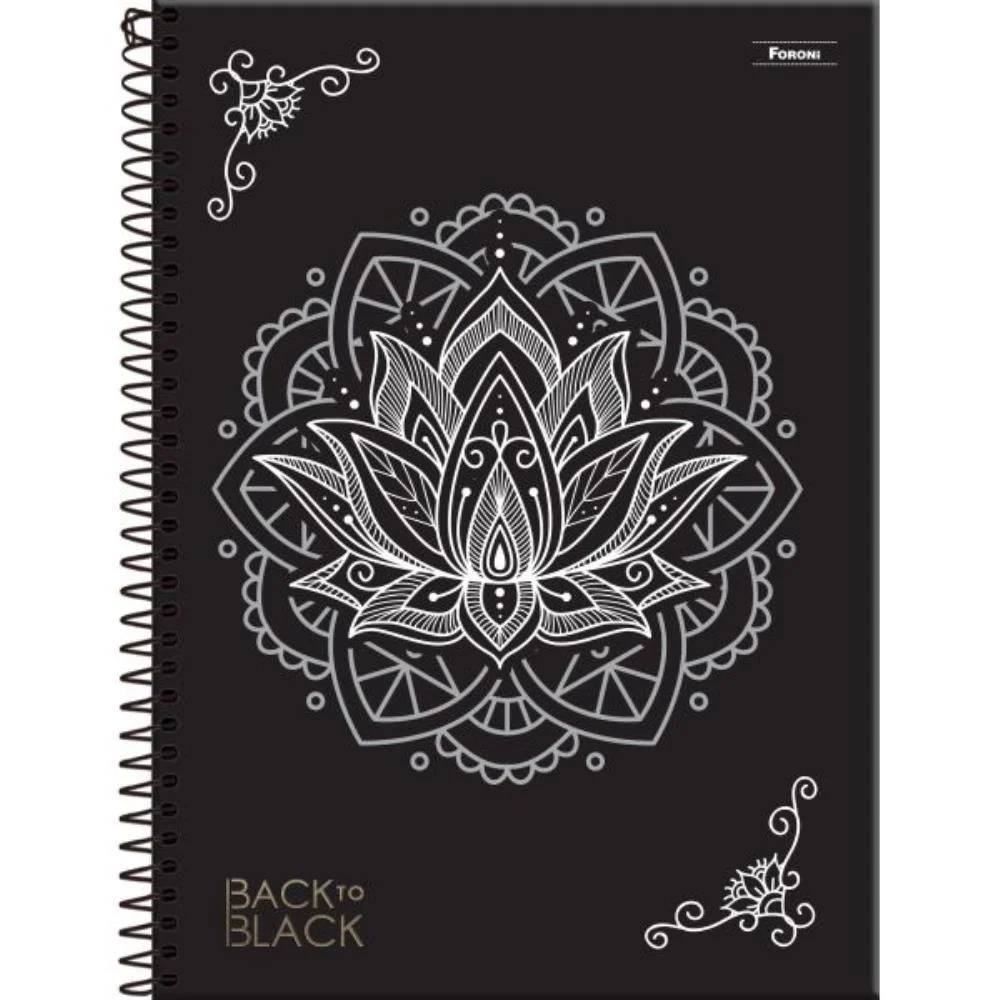 CADERNO 01X1 CAPA DURA BACK TO BLACK 80FLS. FORONI (PCT.C/04)