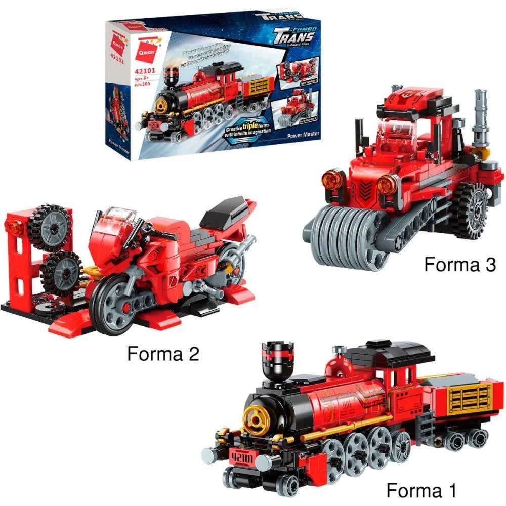 BRINQUEDO PARA MONTAR COMBO TRANSPORTES 3EM1 305PCS KEEPPLAY (UNIDADE)